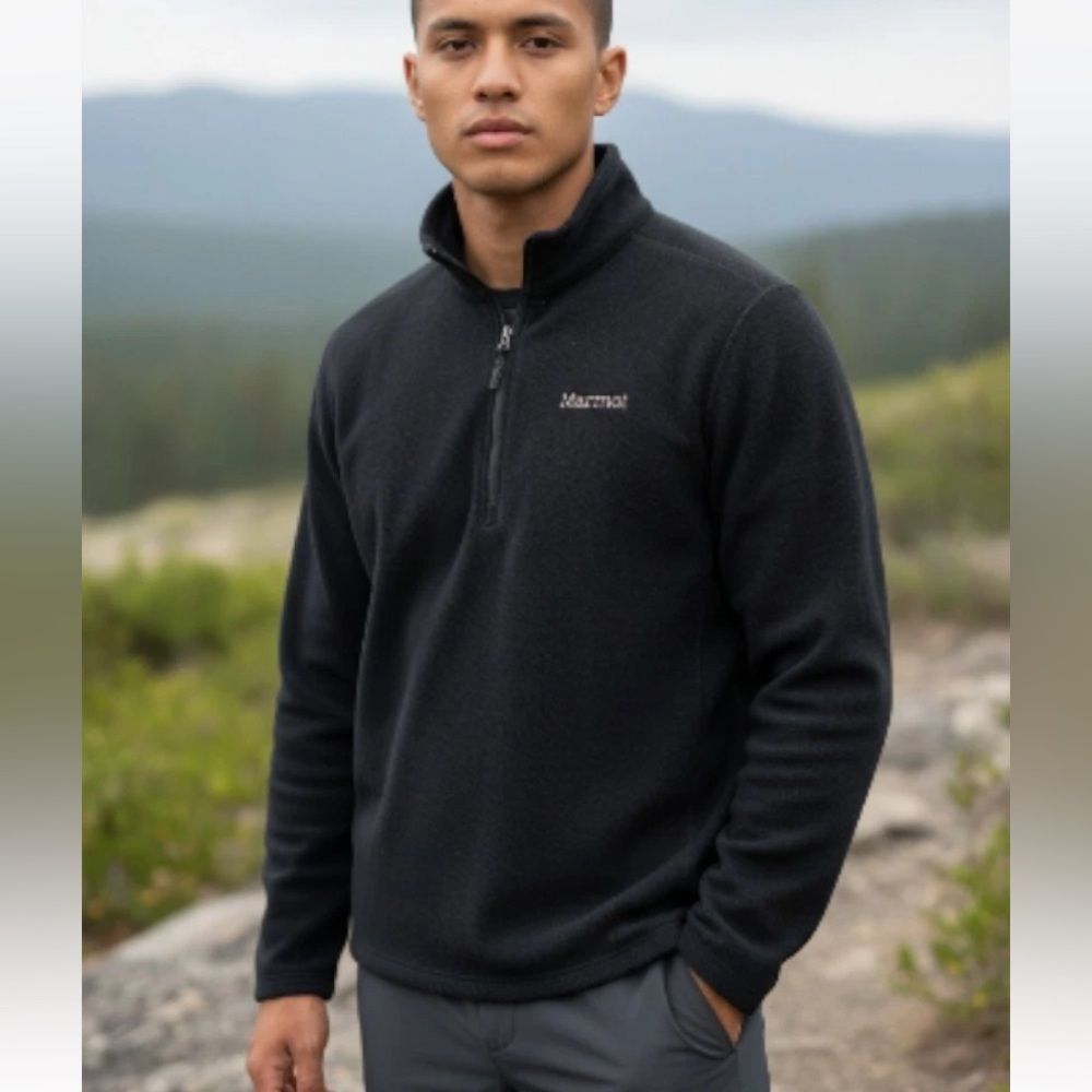 Marmot Bridgeport Fleece 1/4 Quarter Zip Pullover Jacket Black Men’s XL Winter
